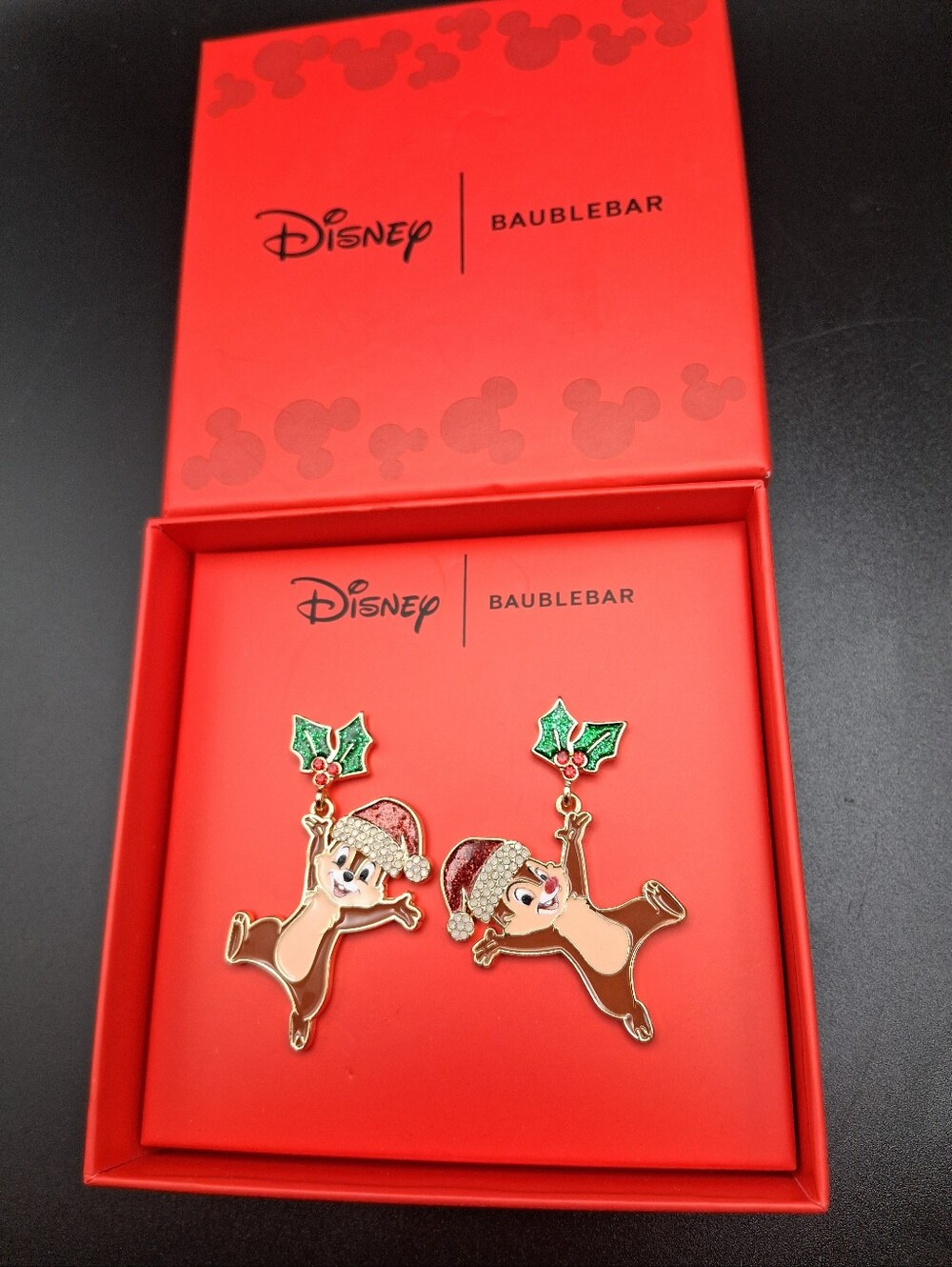 Disney Baublebar Chip 'n' Dale holiday dangle earrings NEW